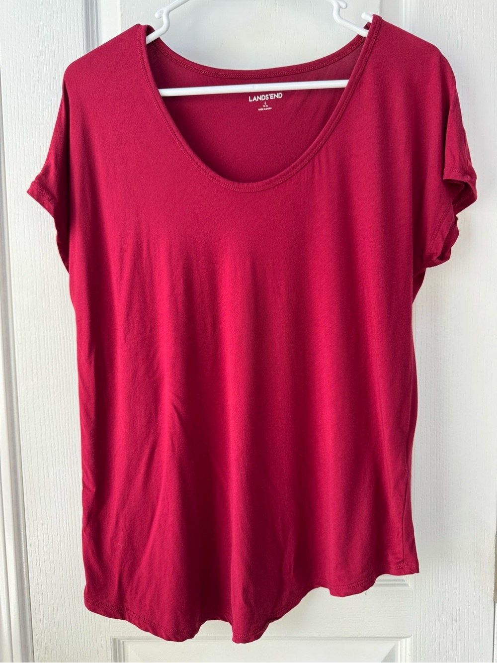 Lands' End Women's Scoop Neck Tee — Raspberry